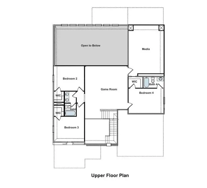2D floor plan layout of this home in The Grove at Blackhawk, Pflugerville, TX (Image 3).