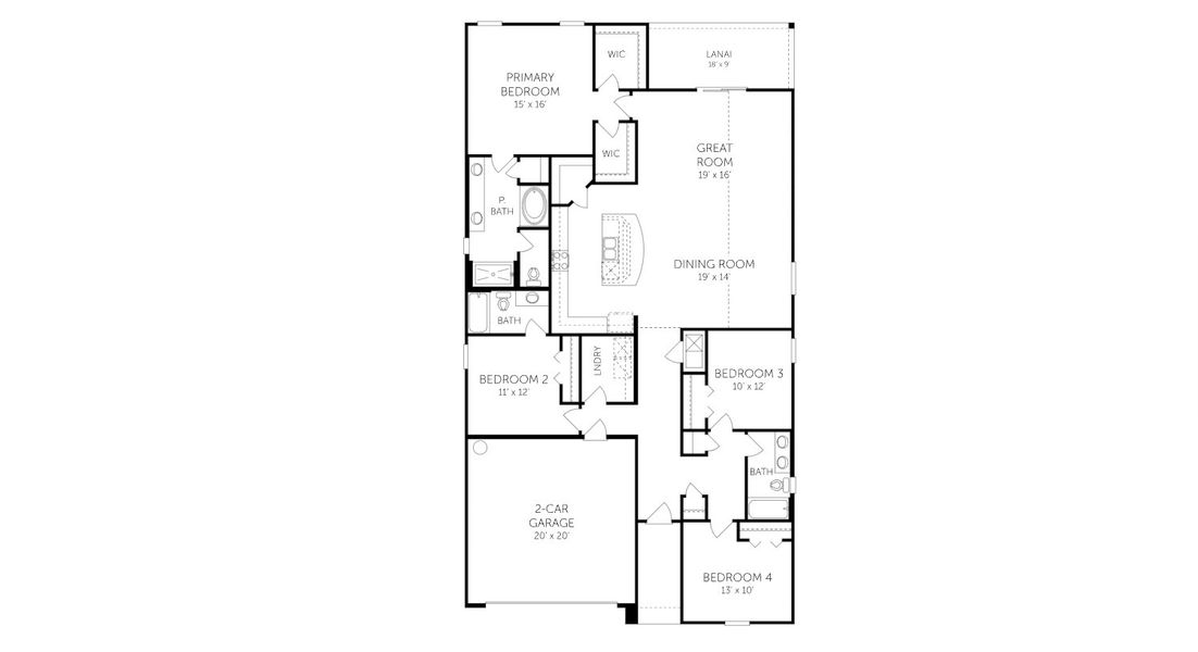 2D floor plan layout for the Mayport - 50' Homesites by Dream Finders Homes in Diamond Springs, Jacksonville, FL (Image 3).
