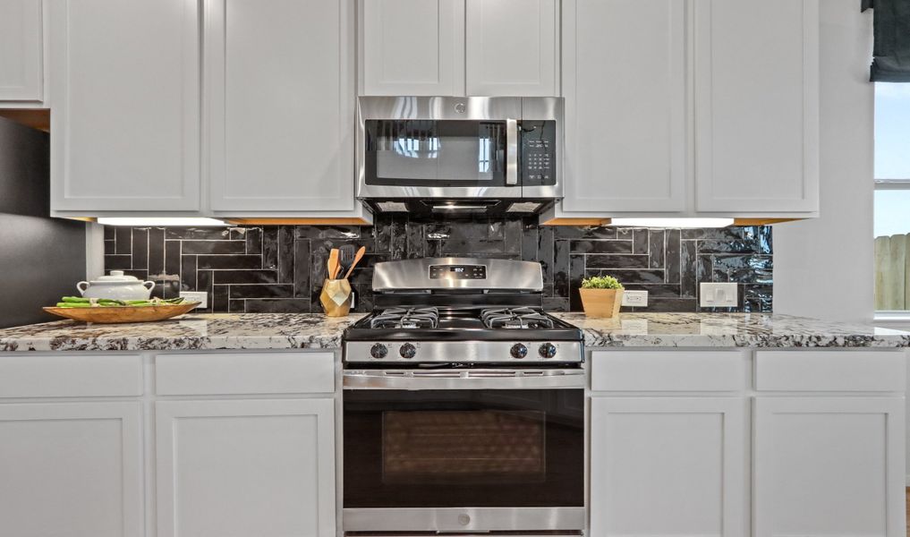 Kitchen with striking cabinets