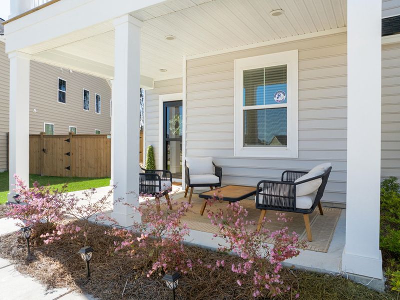 Exterior details and patio area of a home in Sweetgrass at Summers Corner, Summerville (Image 20).
