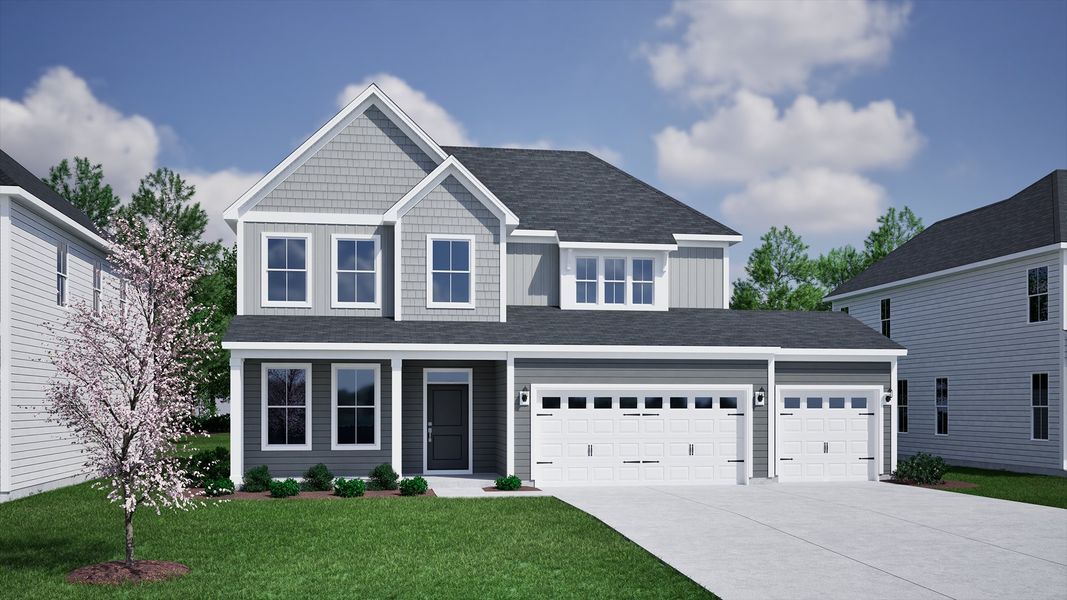 Representative exterior photo of a completed home built from the Peachtree - Vanguard Collection by Mungo Homes in Rogers Spring, Graham, NC (Image 18).