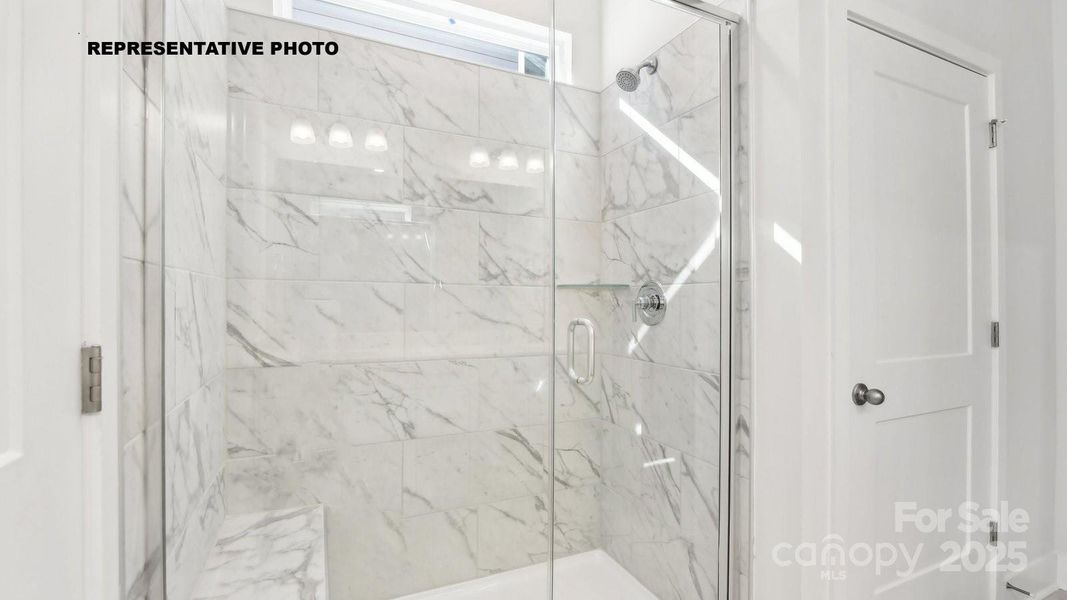 large walk-in tiled shower