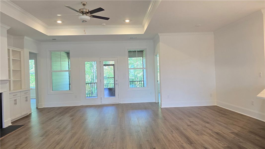 A living area with ample natural light from exteri