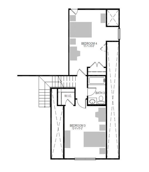 2D floor plan layout of this home in Trinity Ranch, Elgin, TX (Image 3).