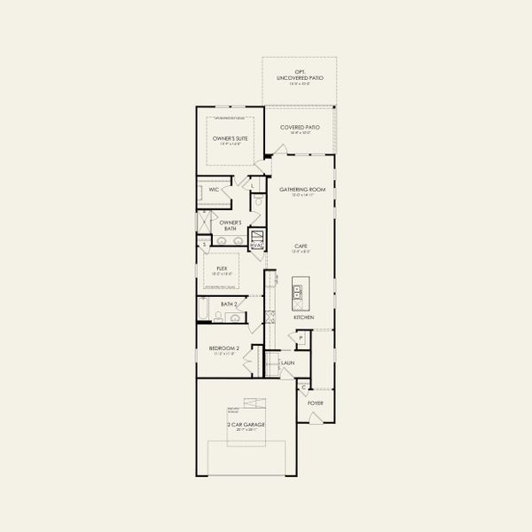 2D floor plan layout for the Hallmark by Del Webb in Del Webb Carolina Ridge, Midland, NC (Image 3).