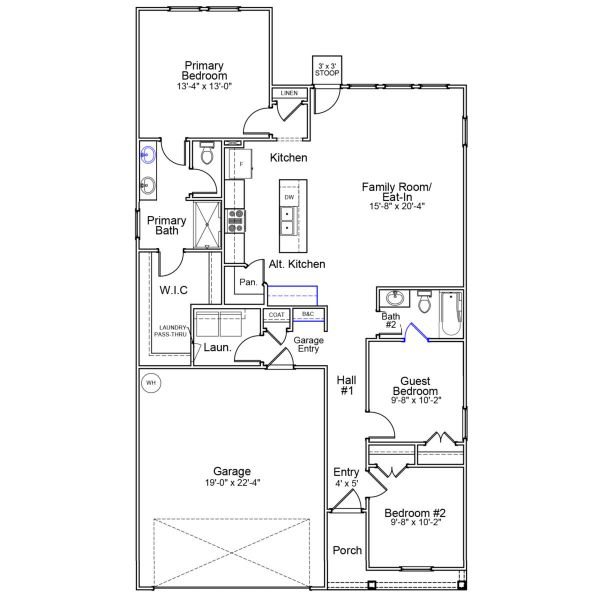 2D floor plan layout of this home in Leander Lee Preserve, Lillington, NC (Image 3).