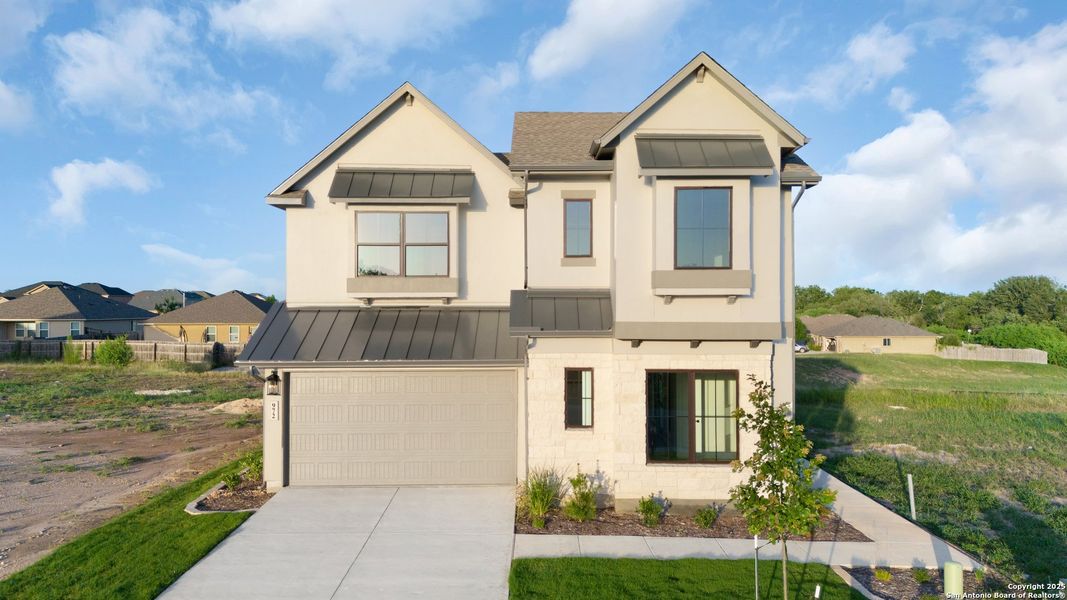 Front exterior of a new home in Nolte Farms, Seguin, TX, highlighting curb appeal (Image 29).