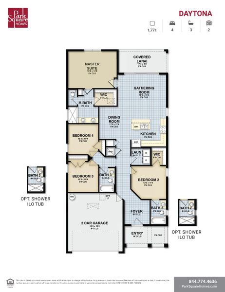 2D floor plan layout for the Daytona by Park Square Residential in Cypress Park Estates, Haines City, FL (Image 3).