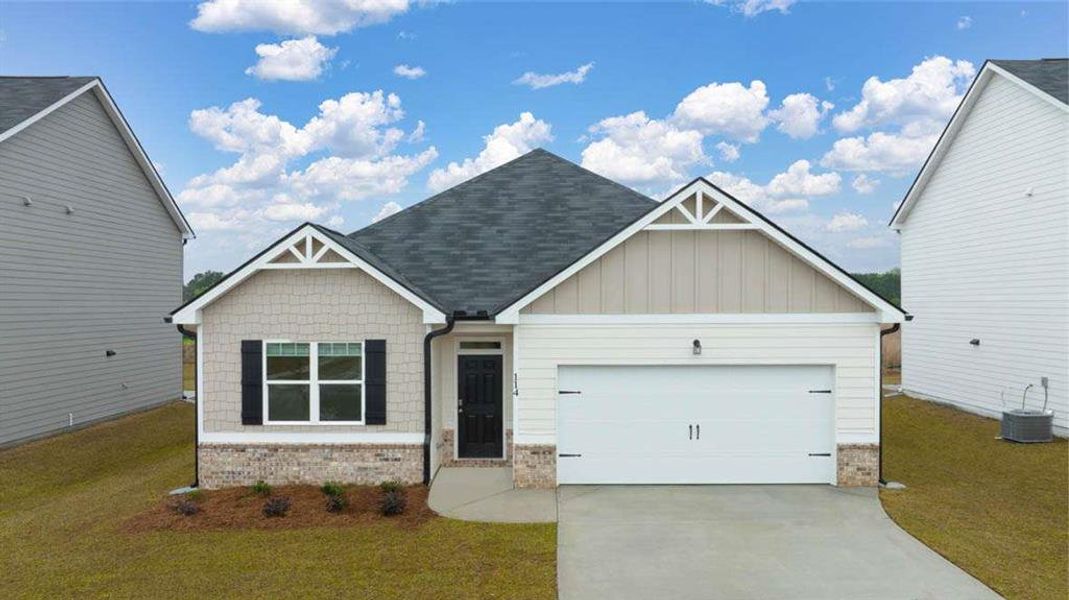 Front exterior of a new home in The Preserve at Agricultural Village, Perry, GA, highlighting curb appeal (Image 1). Front exterior of a new home in The Preserve at Agricultural Village, Perry, GA, highlighting curb appeal (Image 1).