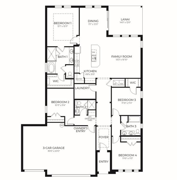 2D floor plan layout of this home in Summerlin at Hawthorne Ranch, Lakeland, FL (Image 1). 2D floor plan layout of this home in Summerlin at Hawthorne Ranch, Lakeland, FL (Image 1).