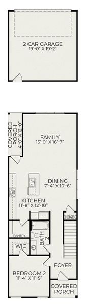 2D floor plan layout for the Ember A by Homes by Dickerson in Chatham Park, Pittsboro, NC (Image 3).