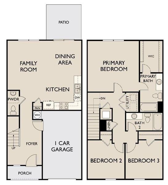 2D floor plan layout of this home in Kingston Cove, Auburn, GA (Image 3).