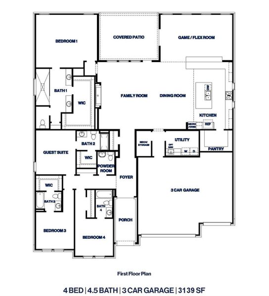 2D floor plan layout of this home in Butlers Bend Estates, Pinehurst, TX (Image 5).
