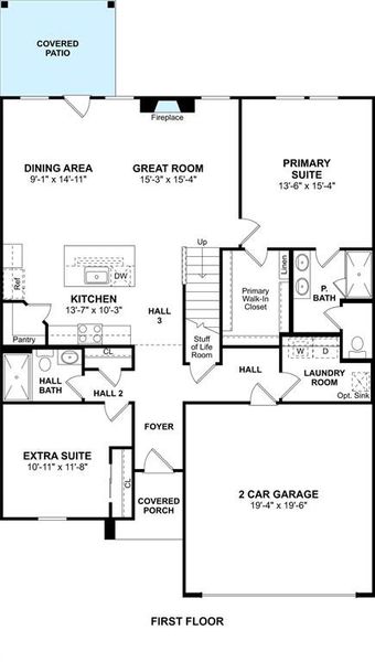 The Sweet Pea floor plan by K. Hovnanian Homes. 1st Floor shown. *Prices, plans, dimensions, features, specifications, materials, and availability of homes or communities are subject to change without notice or obligation.