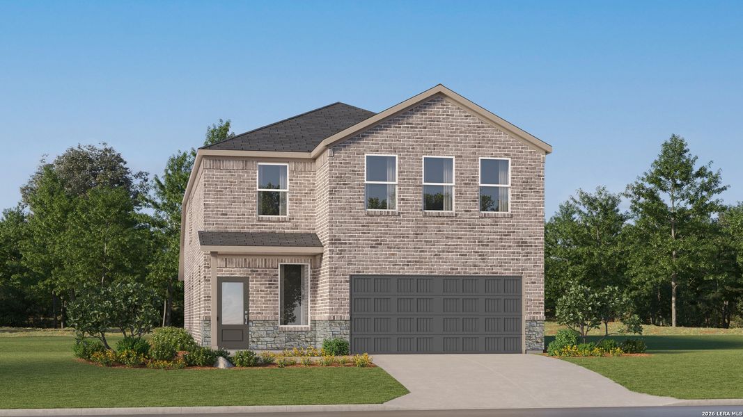 Front exterior of a new home in Grace Valley, Marion, TX, highlighting curb appeal (Image 24).