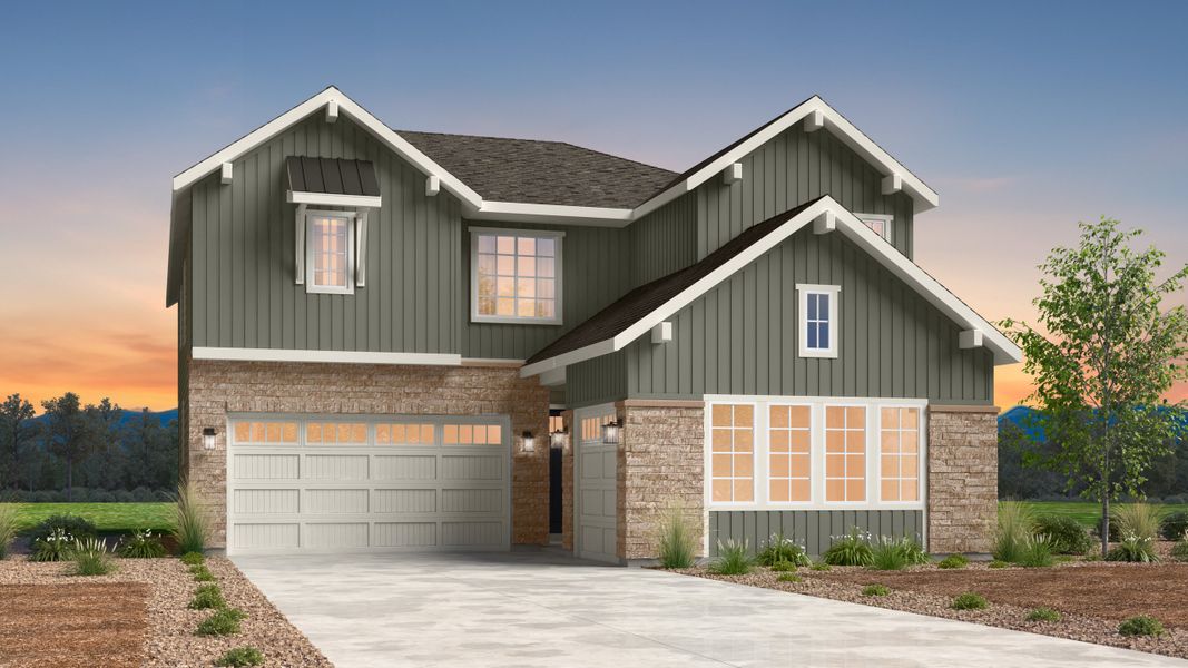 Representative exterior photo of a completed home built from the Roxborough by Taylor Morrison in Macanta City Collection, Castle Rock, CO (Image 19).