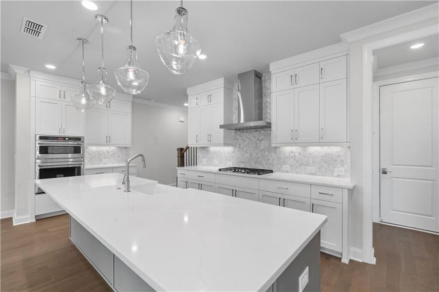 Furnished interior view inside a new home in Ward's Crossing Townhomes, Johns Creek (Image 16). Furnished interior view inside a new home in Ward's Crossing Townhomes, Johns Creek (Image 16).