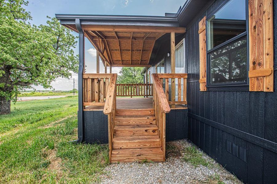 Exterior details and patio area of a home in , Poolville (Image 28).