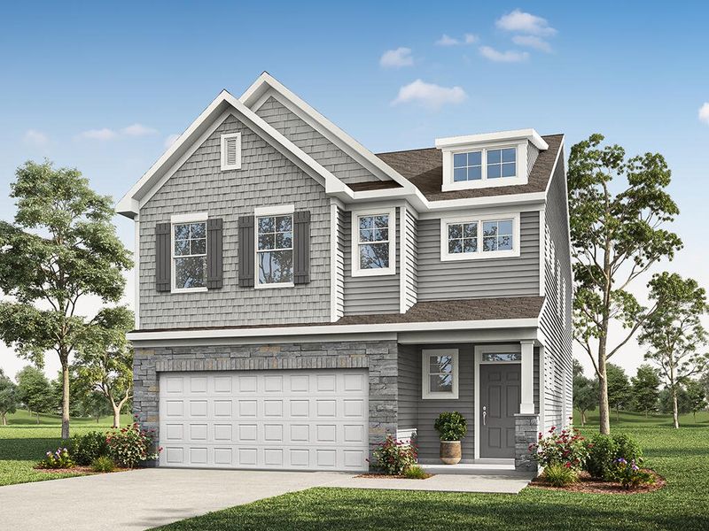 Representative exterior photo of a completed home built from the Shelby by Eastwood Homes in Caldwell Forest, Charlotte, NC (Image 7).