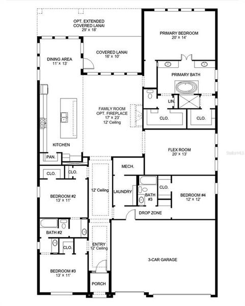 2D floor plan layout of this home in Sanctuary at Seaire, Parrish, FL (Image 2). 2D floor plan layout of this home in Sanctuary at Seaire, Parrish, FL (Image 2).