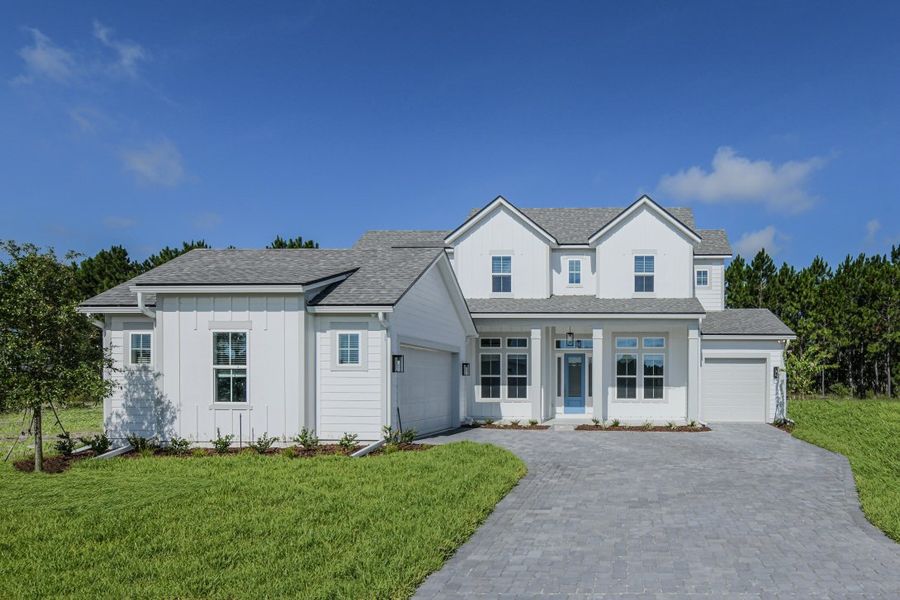 Representative exterior photo of a completed home built from the Caspian by Riverside Homes in Hidden Creek at SilverLeaf, St. Augustine, FL (Image 29).