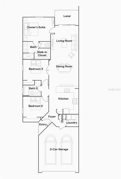 2D floor plan layout of this home in Island Lakes at Coco Bay: Villas, Englewood, FL (Image 4).