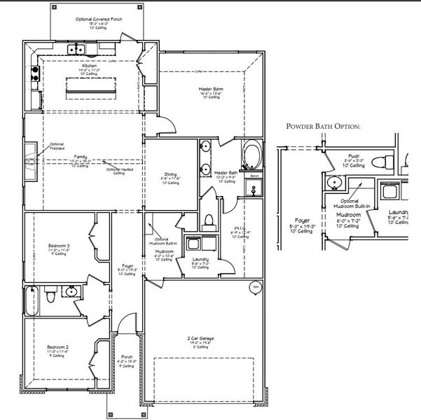 2D floor plan layout for the The Violet by Avonley Homes in Pinemont, Bryan, TX (Image 2).