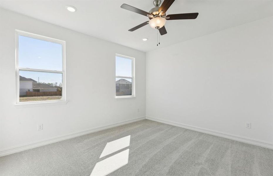 Large windows in upstairs game room