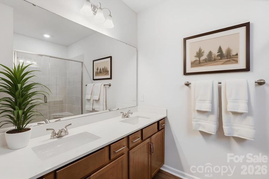 Primary bathroom virtually staged