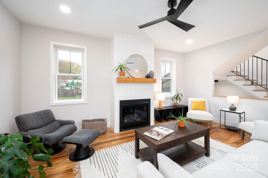 Shiplap-Surround Gas Fireplace for Chilly Evenings