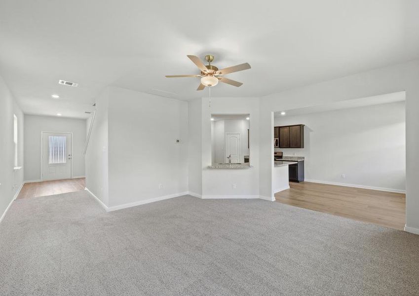 The family room of the Juniper plan has plenty of space for lots of furniture.