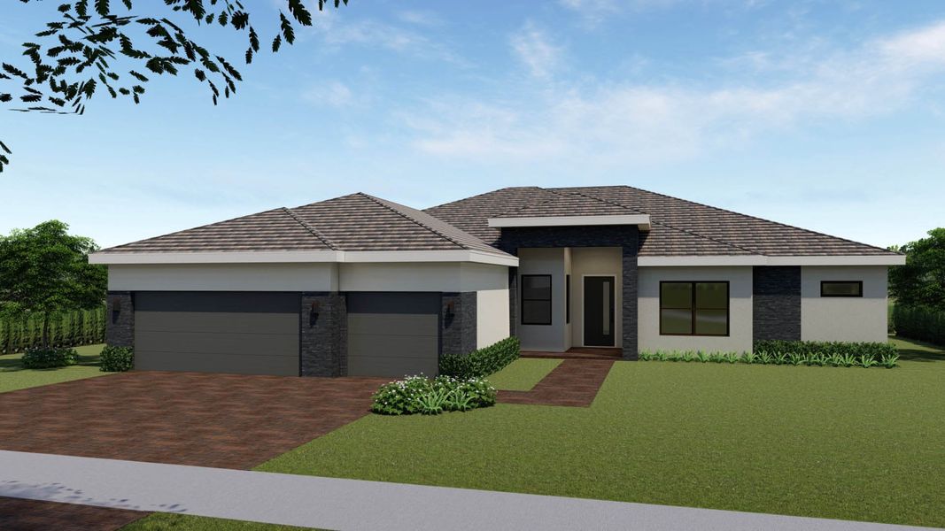 Representative exterior photo of a completed home built from the Bellister by D.R. Horton in Aspen Estates, Homestead, FL (Image 4). Representative exterior photo of a completed home built from the Bellister by D.R. Horton in Aspen Estates, Homestead, FL (Image 4).
