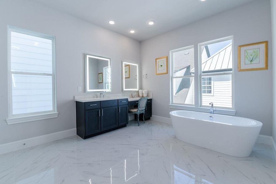 So much light in the primary bathroom!