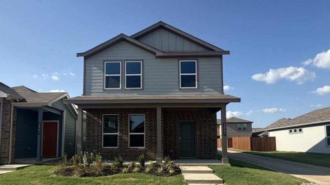 Front Elevation - D.R. Horton's Hazelnut Floorplan Elevation C - All Home and community information, including pricing, included features, terms, availability and amenities, are subject to change at any time without notice or obligation. All Drawings, pictures, photographs, video, square footages, floor plans, elevations, features, colors and sizes are approximate for illustration purposes only and will vary from the homes as built. Front Elevation - D.R. Horton's Hazelnut Floorplan Elevation C - All Home and community information, including pricing, included features, terms, availability and amenities, are subject to change at any time without notice or obligation. All Drawings, pictures, photographs, video, square footages, floor plans, elevations, features, colors and sizes are approximate for illustration purposes only and will vary from the homes as built.