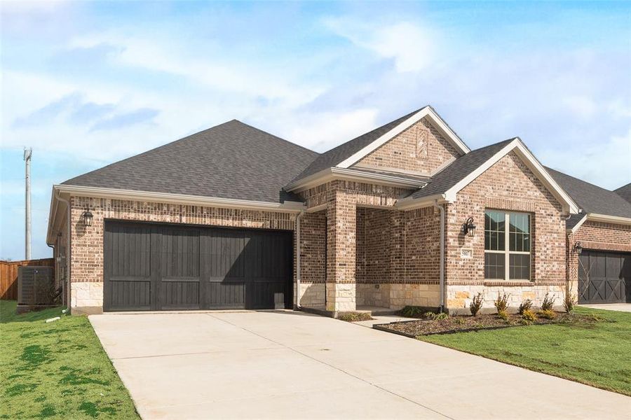 Front exterior of a new home in Sutton Fields, Celina, TX, highlighting curb appeal (Image 1).