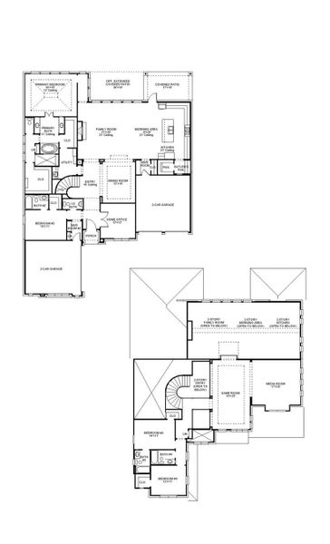 2D floor plan layout of this home in Riceland 70', Mont Belvieu, TX (Image 2). 2D floor plan layout of this home in Riceland 70', Mont Belvieu, TX (Image 2).