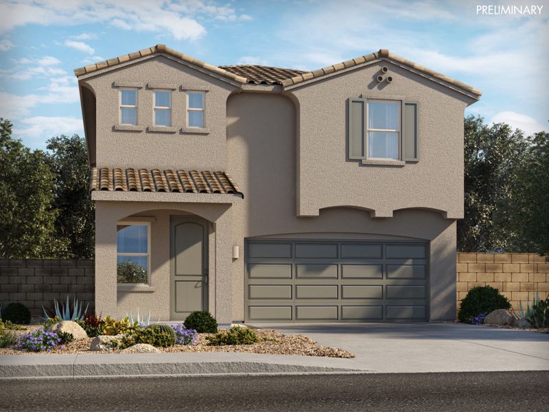 Representative exterior photo of a completed home built from the Everett by Meritage Homes in Hanson Ridge, Vail, AZ (Image 11).