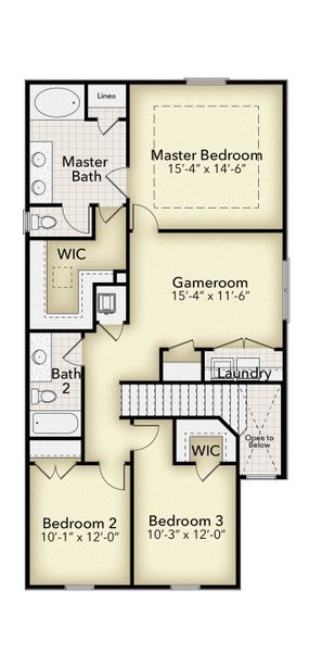 2D floor plan layout for the 2033 by Adams Homes in Fox Glenn, Panama City, FL (Image 4). 2D floor plan layout for the 2033 by Adams Homes in Fox Glenn, Panama City, FL (Image 4).