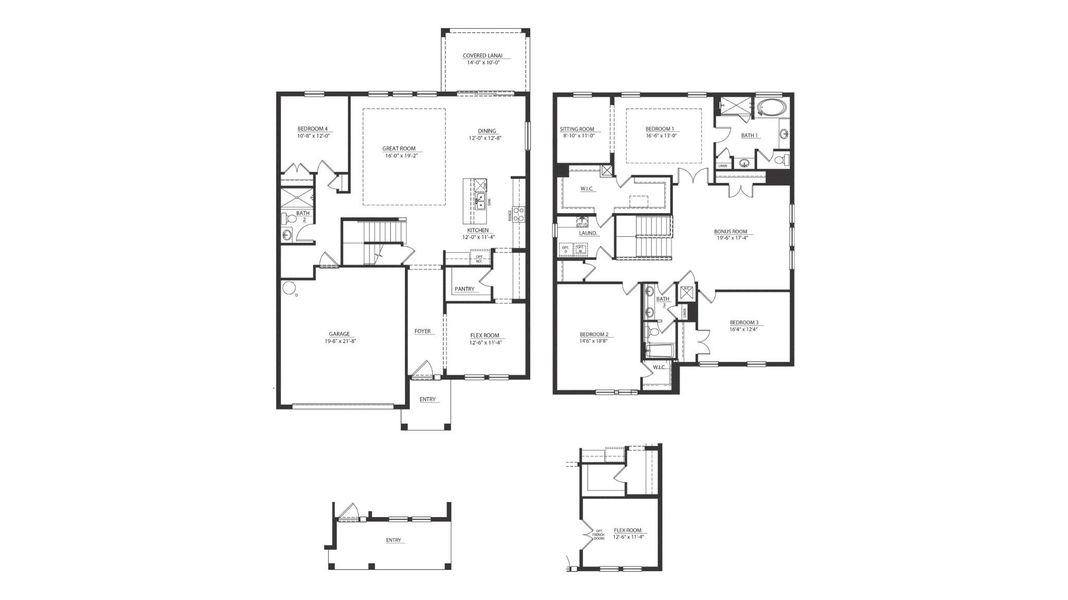 2D floor plan layout for the Holden by D.R. Horton in Bella Lago, Parrish, FL (Image 3).