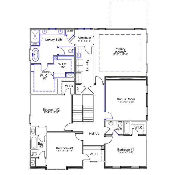 2D floor plan layout of this home in Gates at Windermere, Blythewood, SC (Image 3).