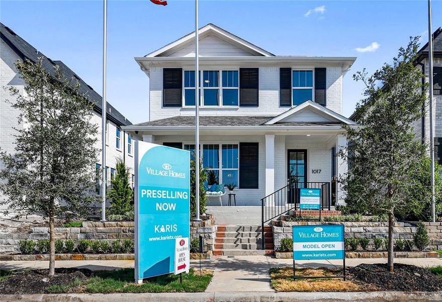 Front exterior of a new home in Karis, Crowley, TX, highlighting curb appeal (Image 1).