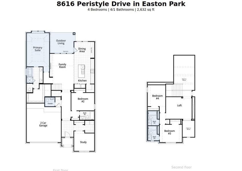 2D floor plan layout of this home in Easton Park, Austin, TX (Image 2). 2D floor plan layout of this home in Easton Park, Austin, TX (Image 2).
