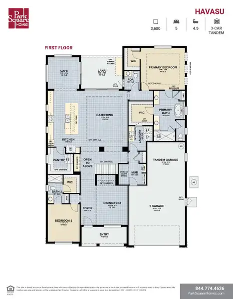 2D floor plan layout for the Havasu by Park Square Residential in The Sanctuary at Seaire, Parrish, FL (Image 3).