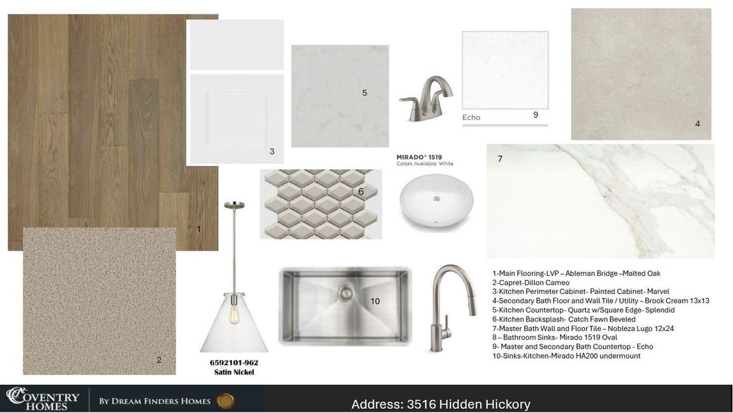Sample of building materials used in homes in The Meadows at Imperial Oaks, Spring (Image 5). Sample of building materials used in homes in The Meadows at Imperial Oaks, Spring (Image 5).