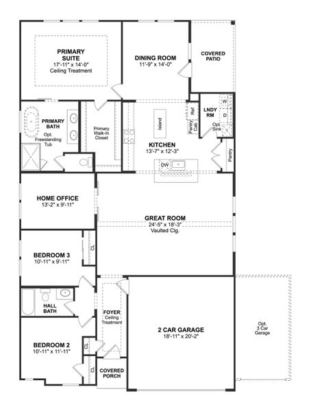 2D floor plan layout for the Juniper III by K. Hovnanian® Homes in Westland Ranch - 60' Homesites, League City, TX (Image 3). 2D floor plan layout for the Juniper III by K. Hovnanian® Homes in Westland Ranch - 60' Homesites, League City, TX (Image 3).