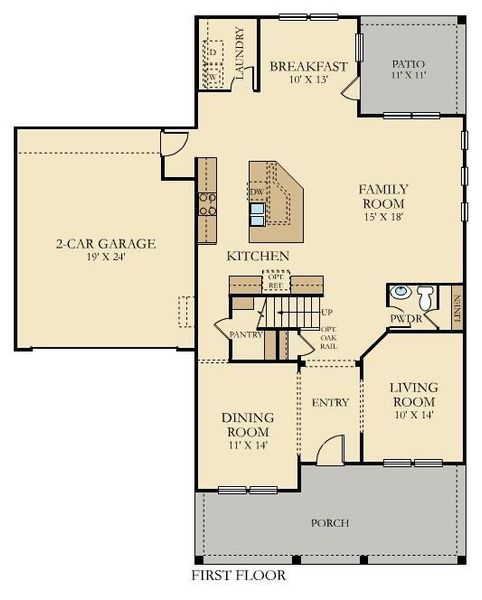 2D floor plan layout of this home in Heron's Walk at Summers Corner, Summerville, SC (Image 3).