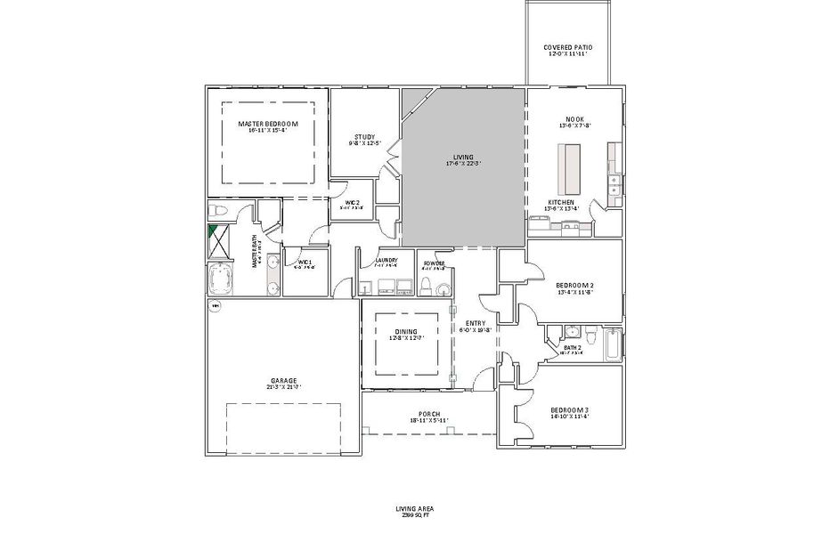 2D floor plan layout for the Converse by Enchanted Homes in Lonesome Dove, San Antonio, TX (Image 5).