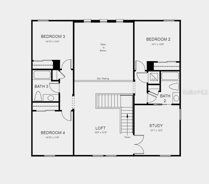 Second Floor Plan - Structural options added include: gourmet kitchen, 8' interior doors, and pre-plumb for future laundry sink