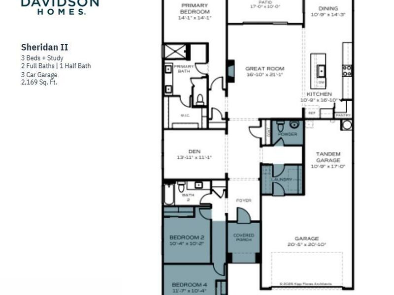 2D floor plan layout of this home in South Ranch Western Collection, Prescott, AZ (Image 4).