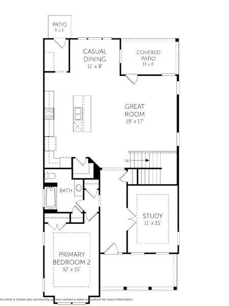 2D floor plan layout for the Hudson - Single Family Homes by Dream Finders Homes in Arbor Village, Matthews, NC (Image 3).
